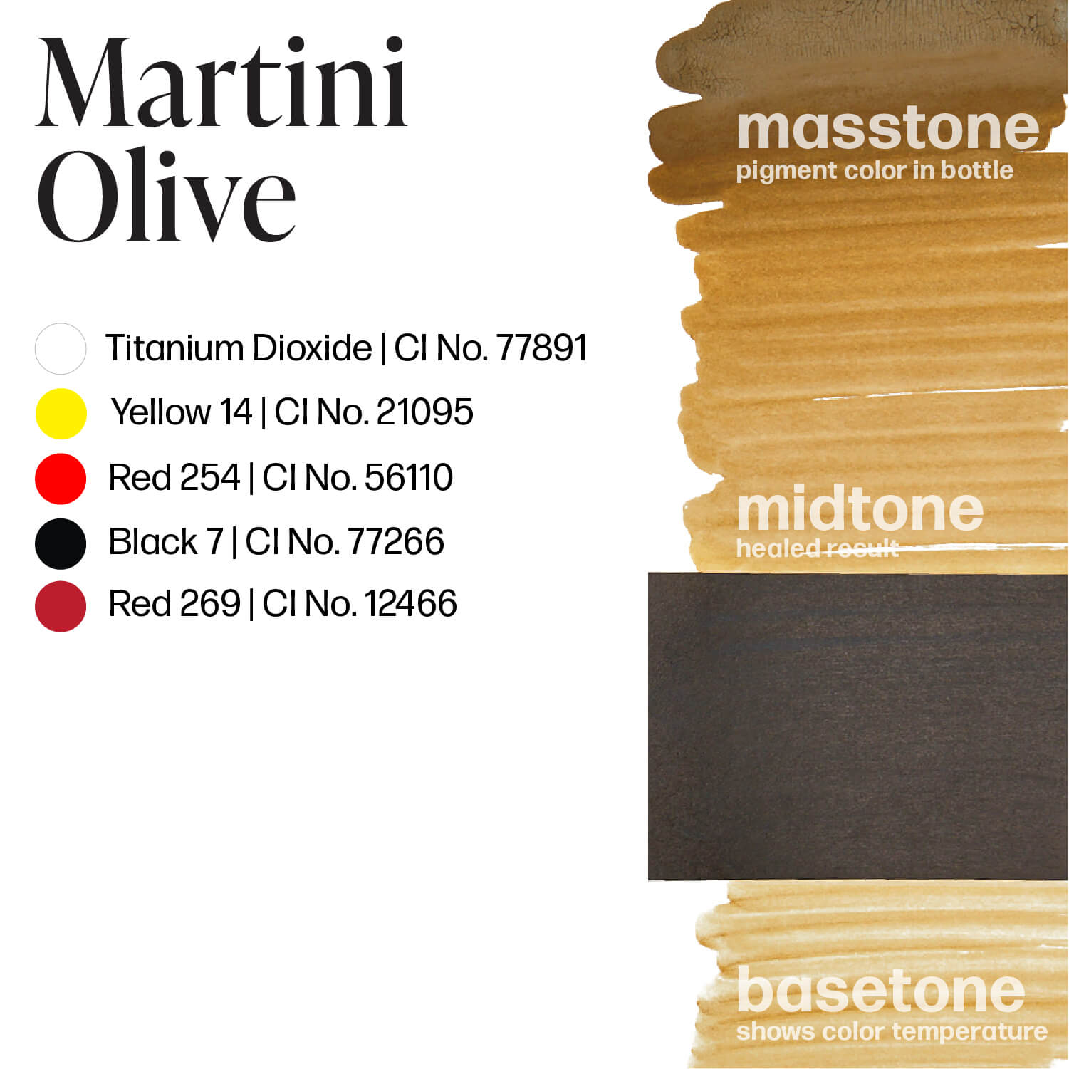 Perma Blend Martini Olive Brow Ink Drawdown Masstone Midtone Basetone