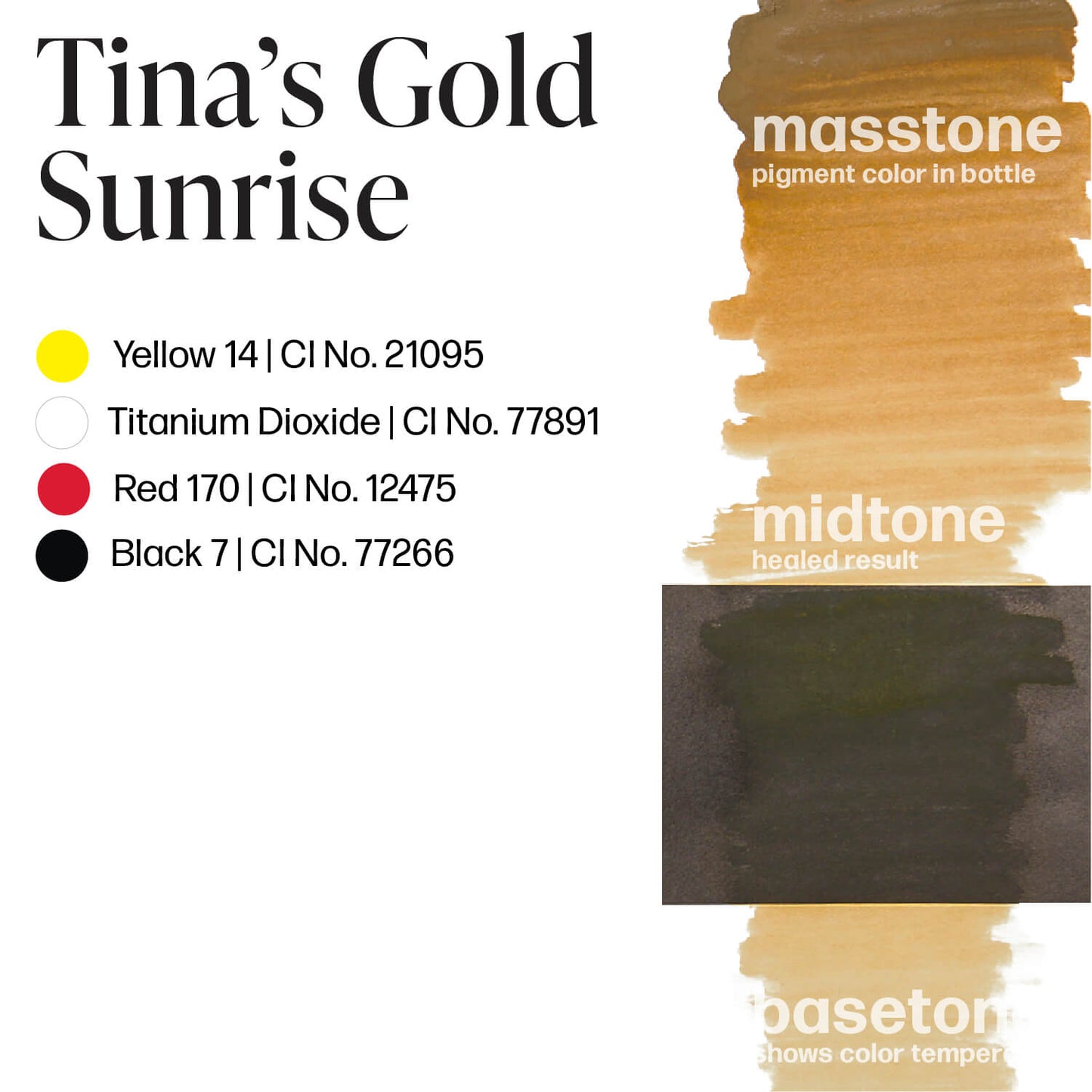 Perma Blend Tina's Gold Sunrise Brow Ink Masstone Midtone Basetone Drawdown