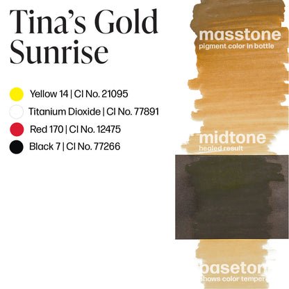 Perma Blend Tina's Gold Sunrise Brow Ink Masstone Midtone Basetone Drawdown