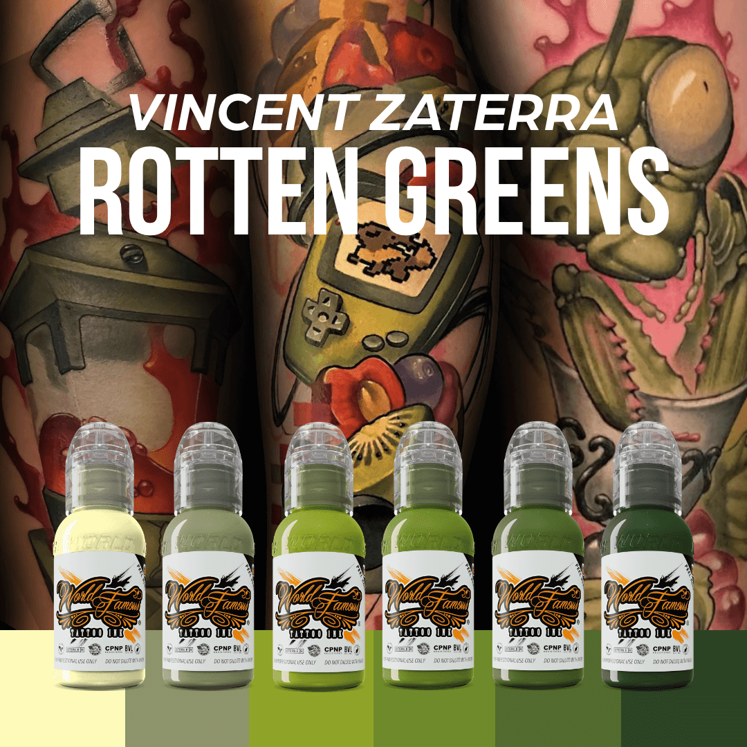 Vincent Zaterra Rotten Greens Ink Set - 1oz - World Famous Tattoo Ink